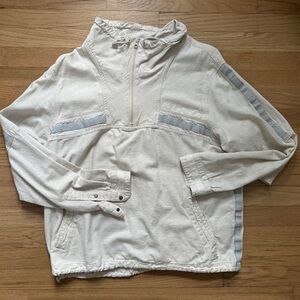Scotch & Soda Cream Quarter Zip Pullover linen blend
